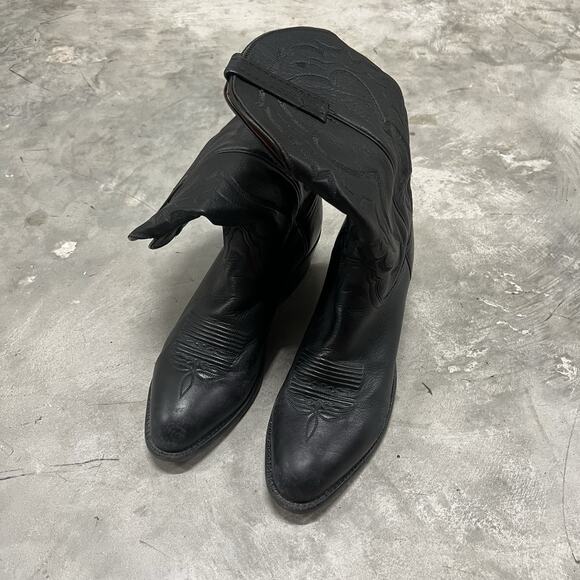 Lucchese 2000 Series Cowboy Boots Men’s 10.5 D Black Leather Western - Picture 4 of 10